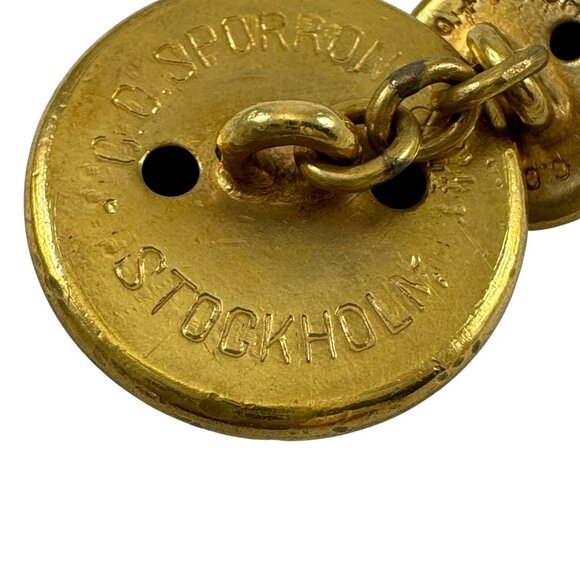 Sporrong Winged Griffin Lion Chain Cufflinks Uniform Buttons Vintage Sweden - Picture 4 of 6